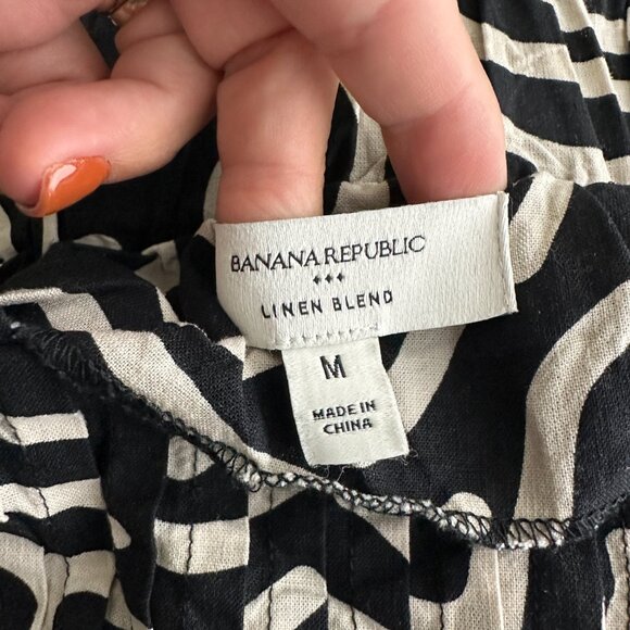 Banana Republic Drapey Linen Blend Mini Dress Swirl Abstract Multi Large #BAG3 - Picture 9 of 12